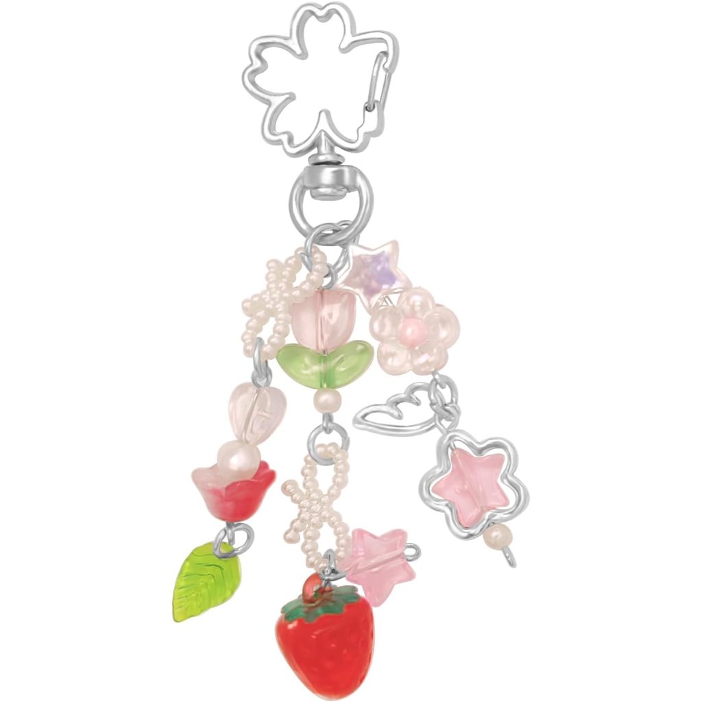 Aesthetic Y2k Keychains Cute Butterfly Star Strawberry Bear Guitar Keychains Cha